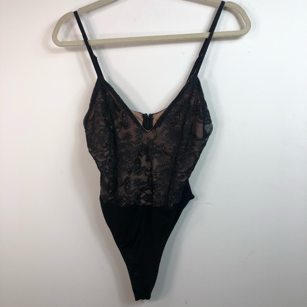 Lace Bodysuit Black and Tan  size M forever 21